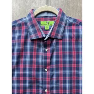 BRISTOL & BULL Long Sleeve Shirt Plaid Pink Blue Designer XL 17-17.5 34/35 EUC